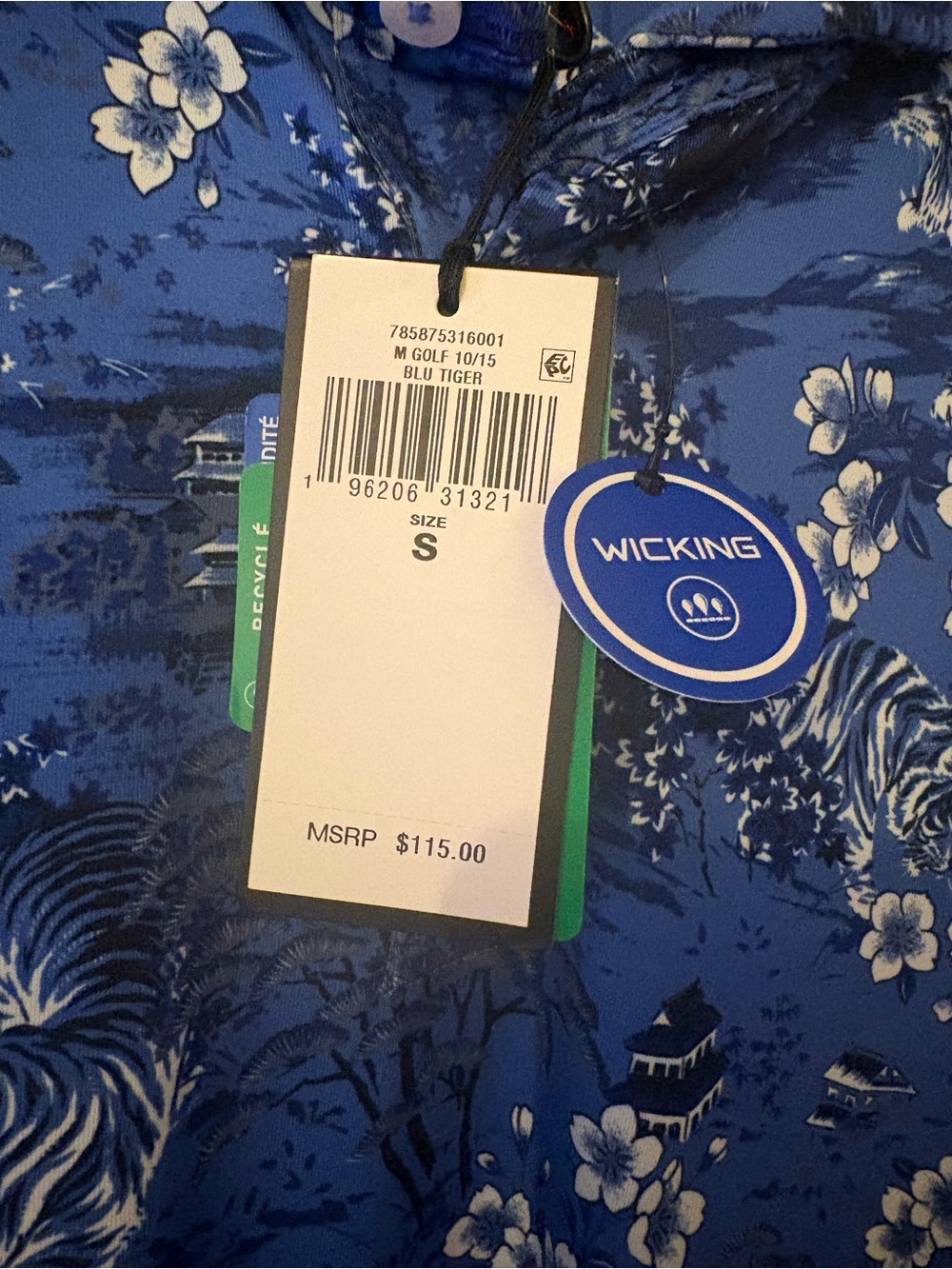 👕BNWT👕 RLX Ralph Lauren Golf Polo in blue floral tiger print - Picture 3 of 6